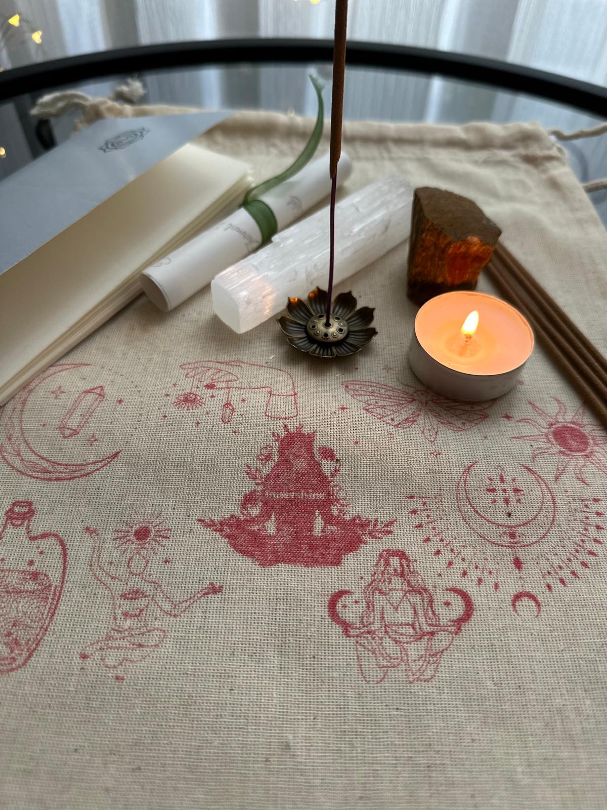 Başarı & Odak Ritüel Seti | Kaplan Gözü & Selenit Taşı, Everest Tütsü, Meditasyon Koleksiyon Çantası