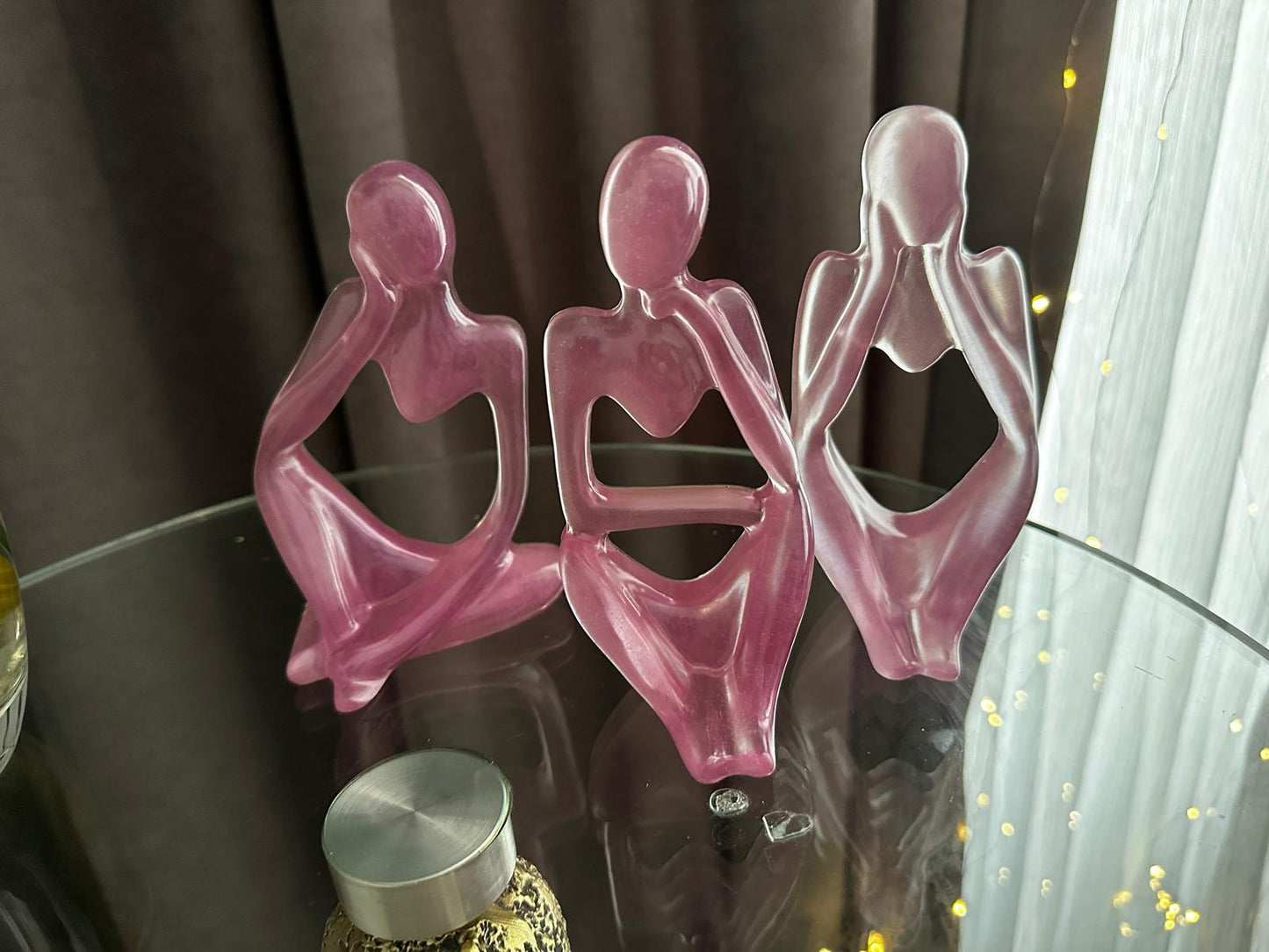 3 lü heykel seti, düşünen heykel, soyut heykel set, iskandinav tarz heykel seti, dekoratif biblo