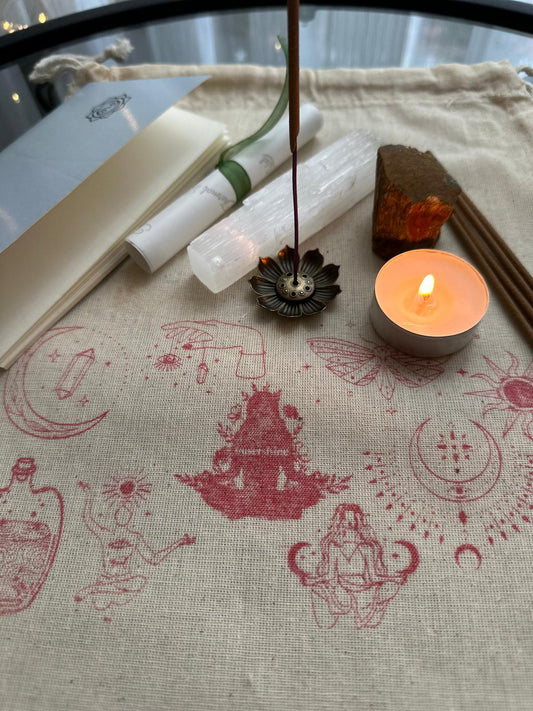 Enerji & Dönüşüm Ritüel Seti|Kaplan Gözü & Selenit Taşı Portakal Tütsü Meditasyon Koleksiyon Çantası